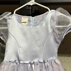 Girls Light Lavender Party Dress with Organza Sleeves